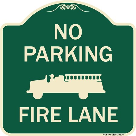 No Parking Fire Lane With Graphic Heavy-Gauge Aluminum Architectural Sign
